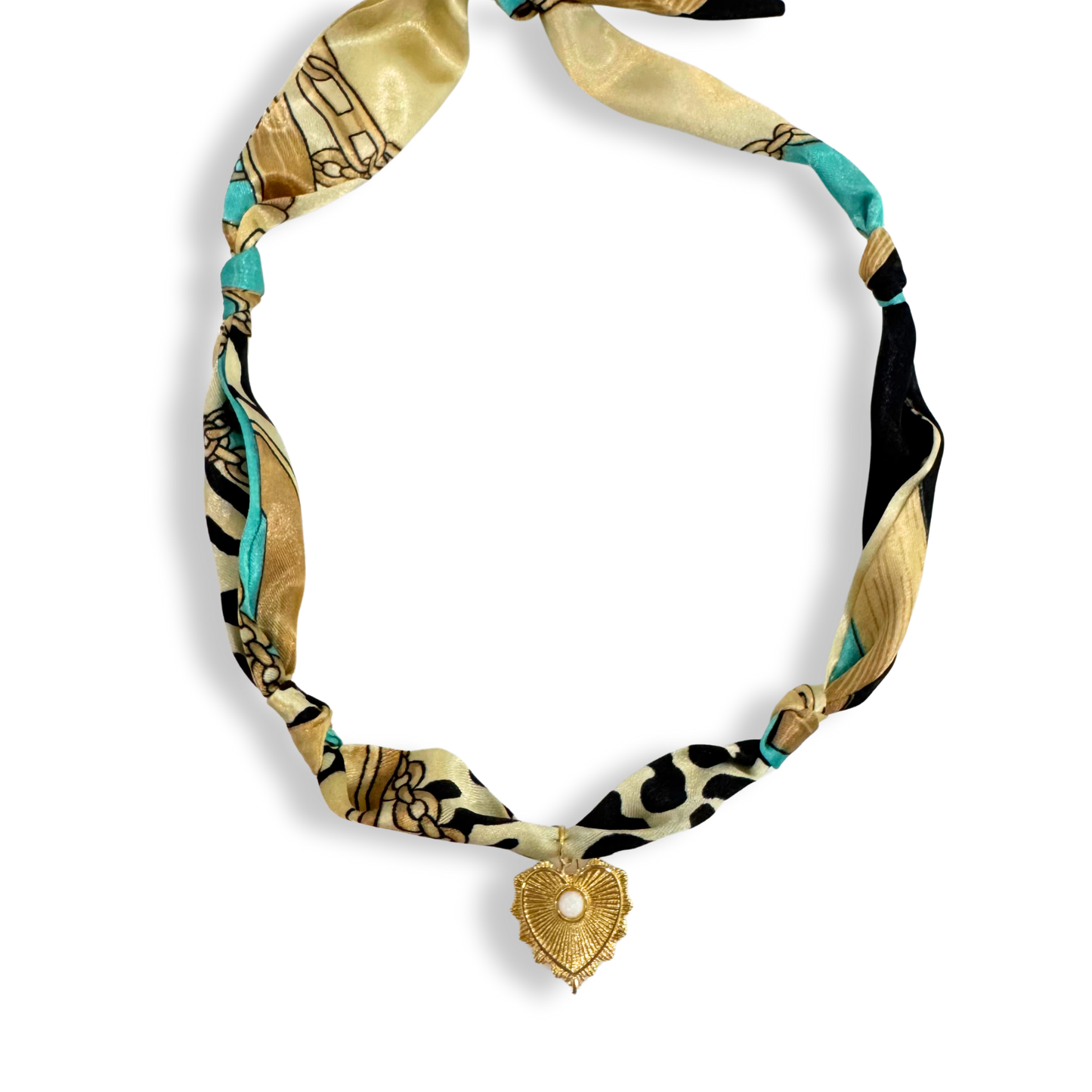 Scarf Bandana Flower Charm Necklaces | Light Pink