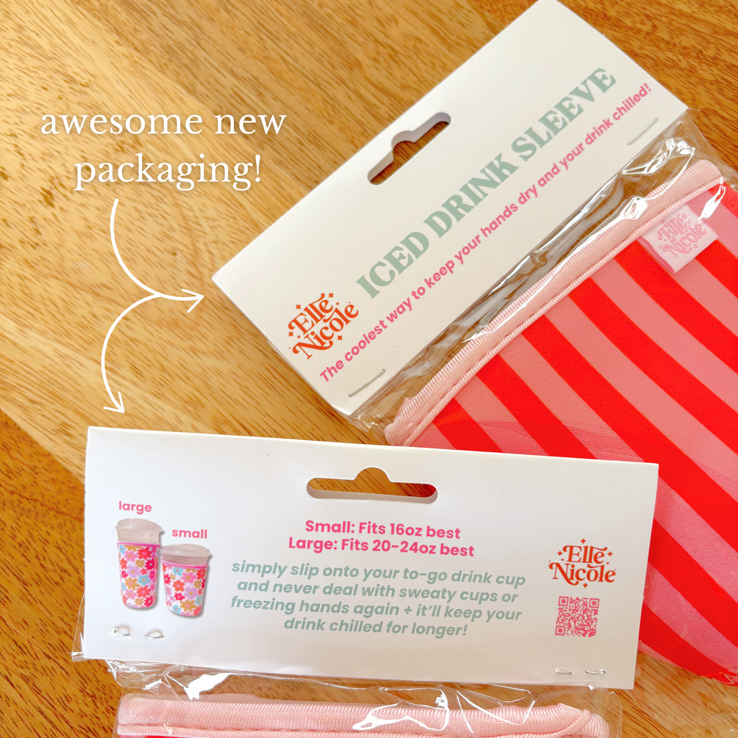 Coffee Cup Cover | Pink & Orange Stripes LARGE