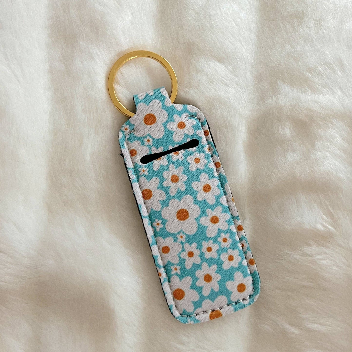 Lip Balm/Lip Stick Keychain Holder | Blue Daisy