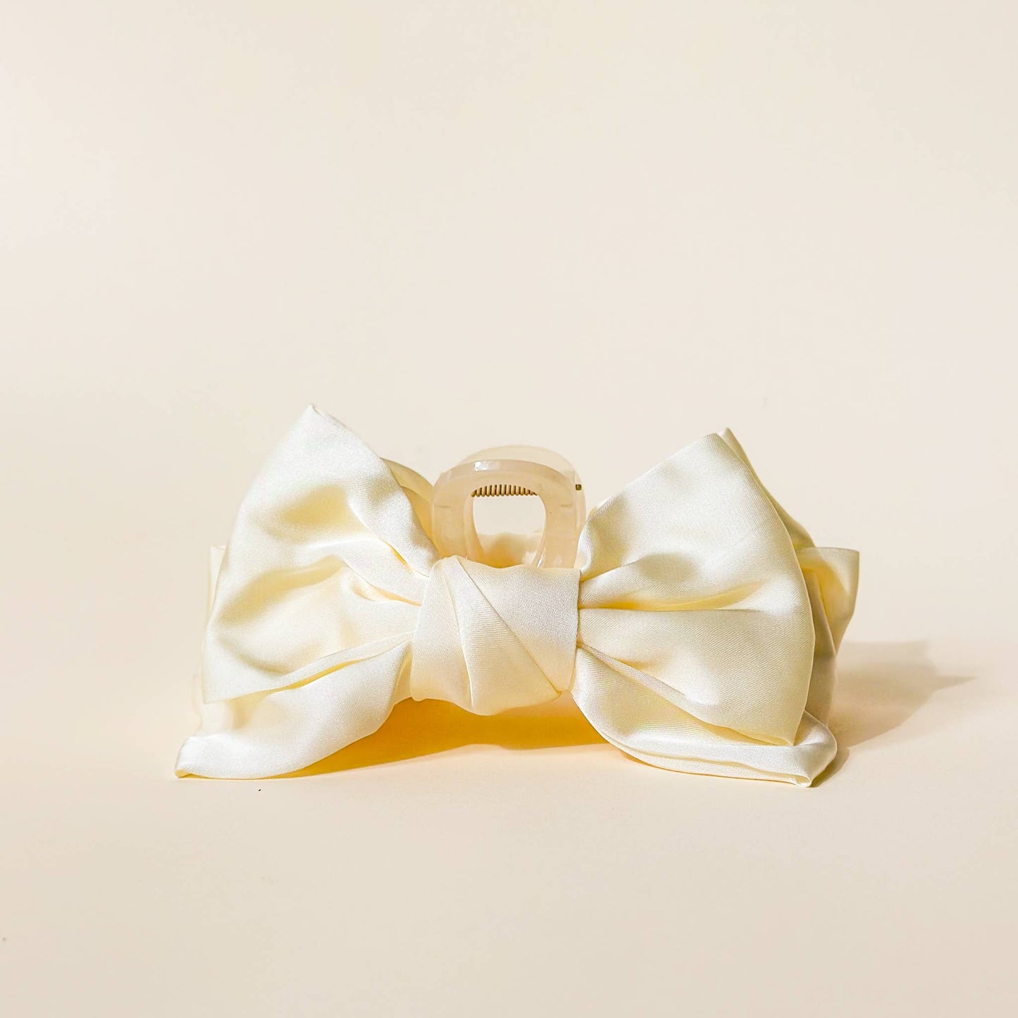 Satin Bow Claw Clip | Cream