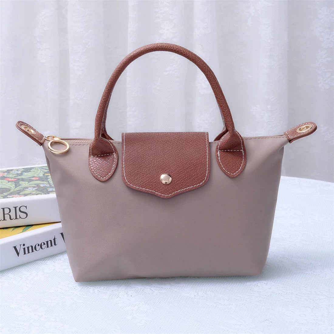Nylon Double Handle Mini Crossbody Bag