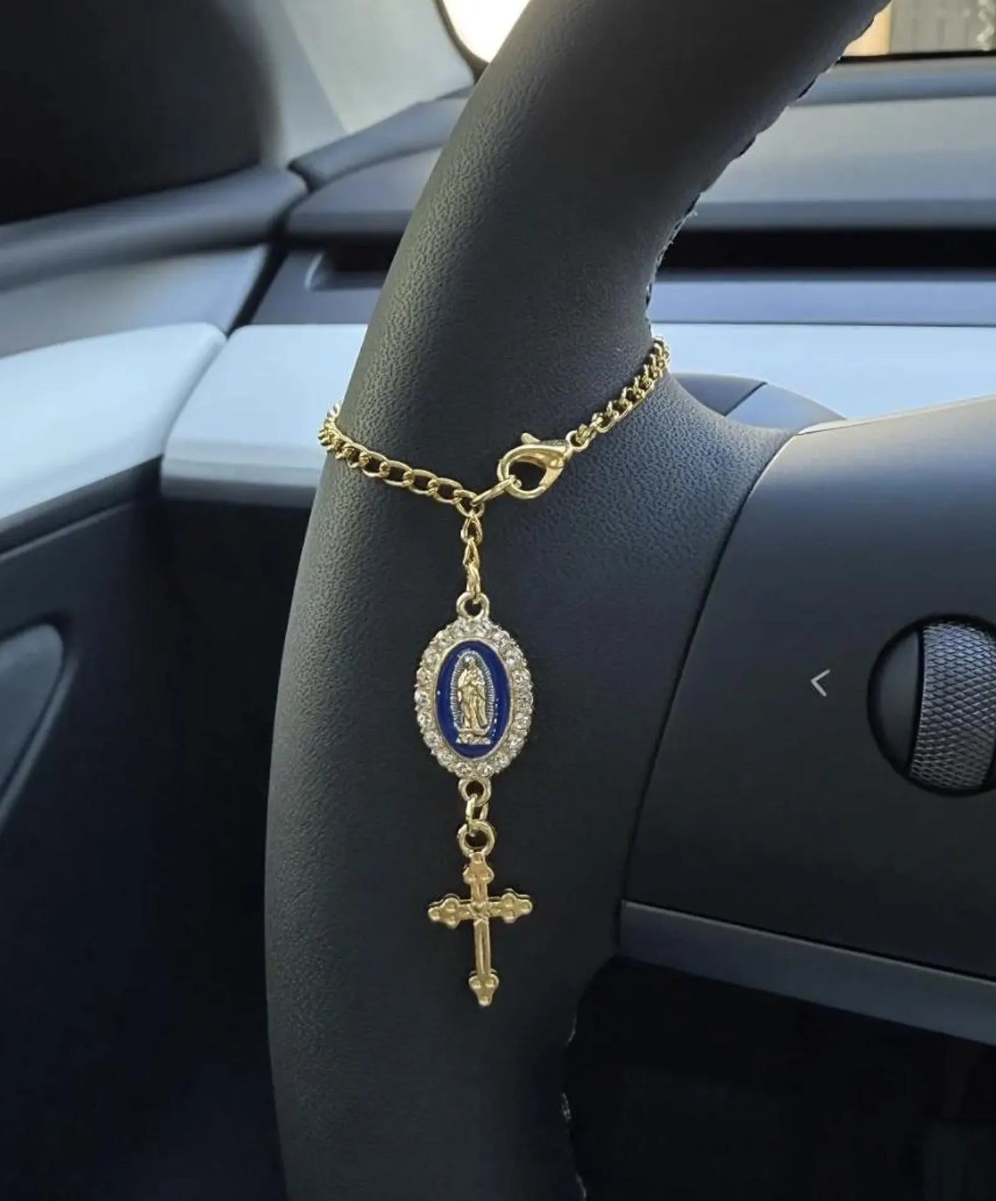 Steering Wheel Rosary Charm