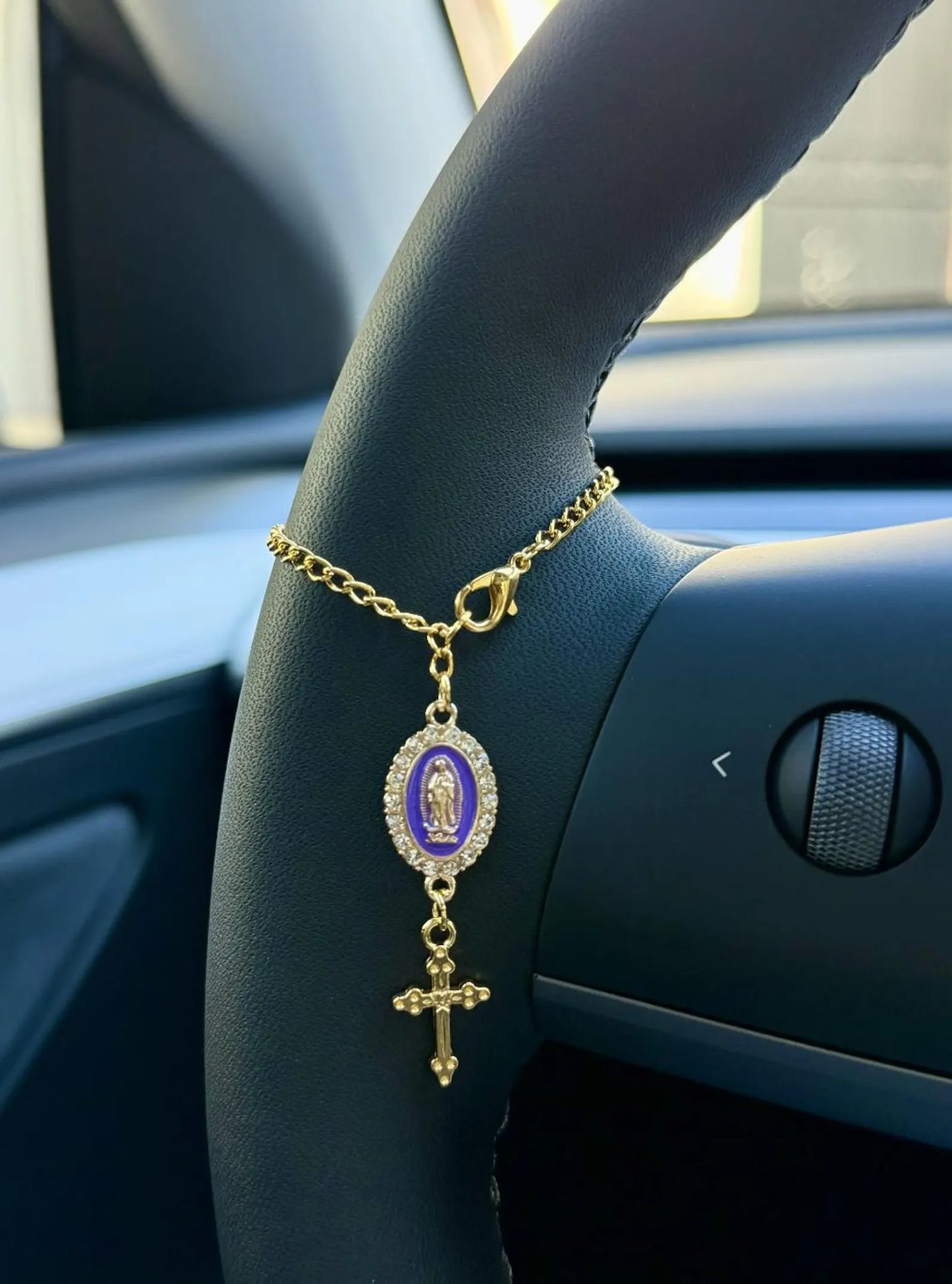 Steering Wheel Rosary Charm