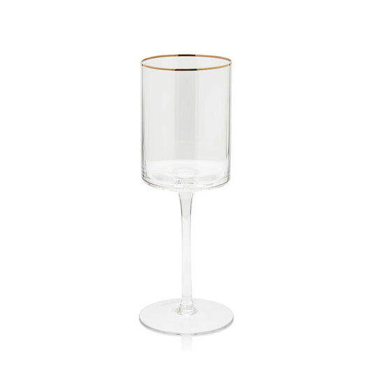 Optic White Wine Glass w/ Gold Rim