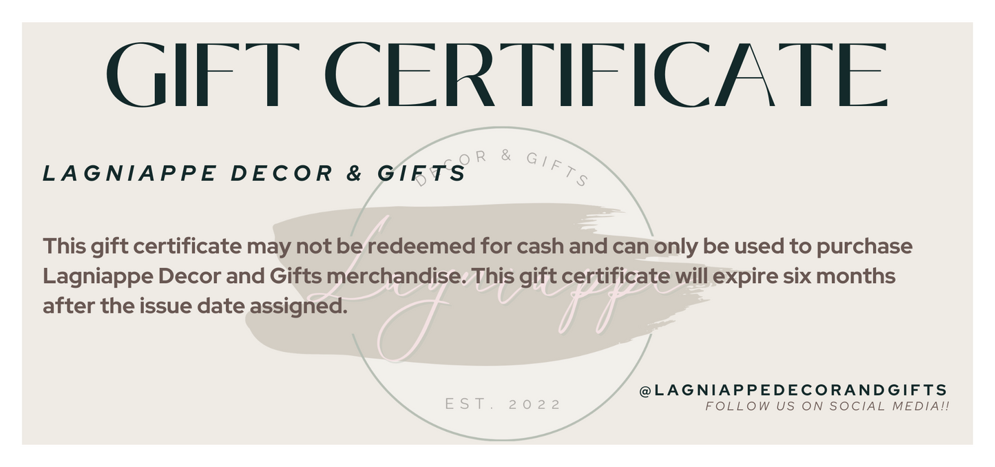 Lagniappe Decor and Gifts gift certificate