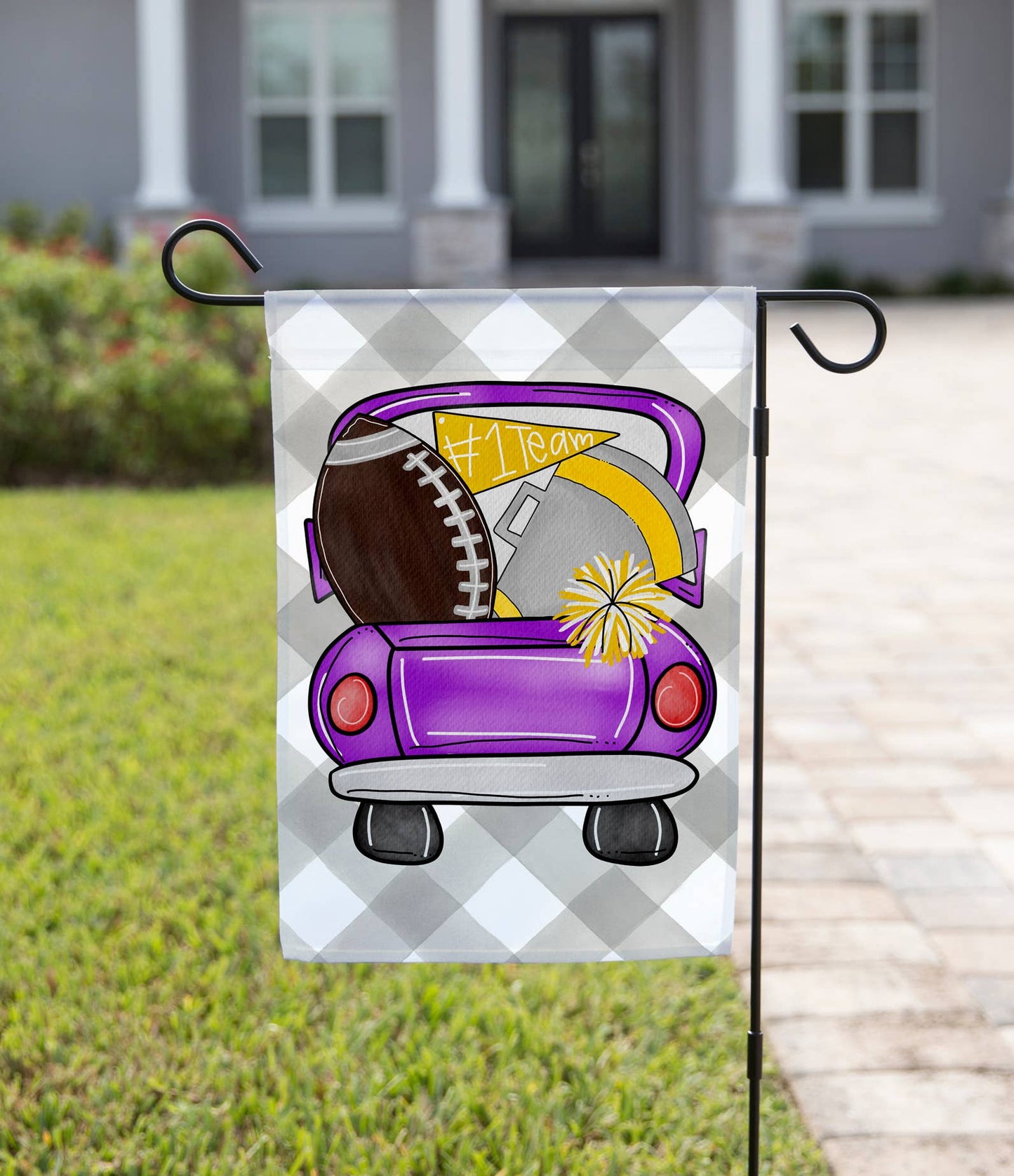 Purple and Gold Football Purple & Gold Flag