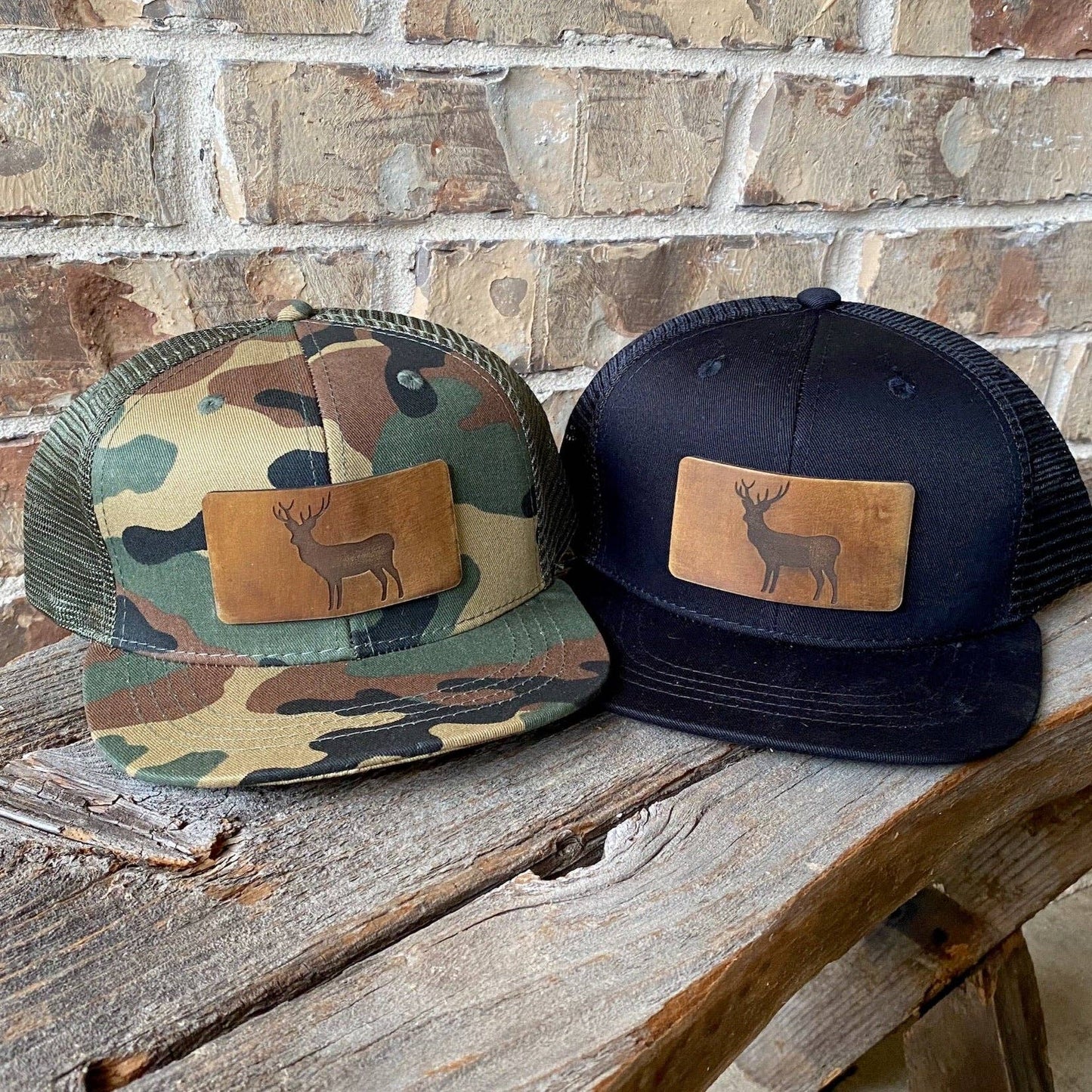 KIDS Deer Leather Patch Hat | Black