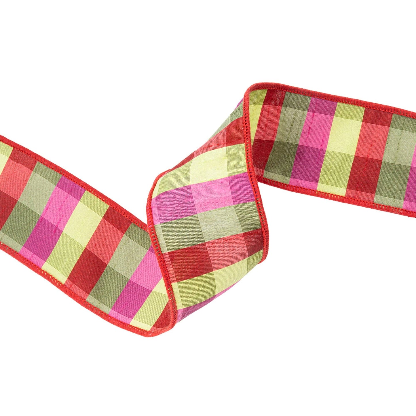 2.5" Wired Ribbon | Green/Pink/Red Check