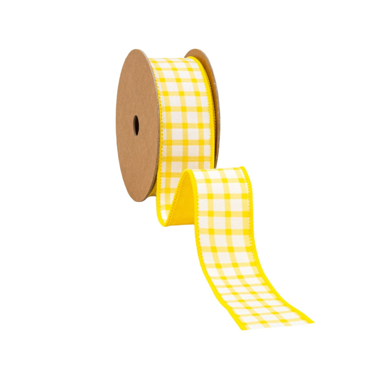 1.5" Wired Ribbon | Yellow/White Check
