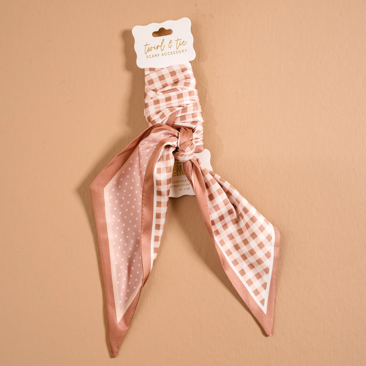 Twirl & Tie Scarf | Gingham Tan