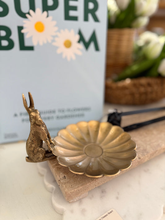 Brass Rabbit & Flower Tray