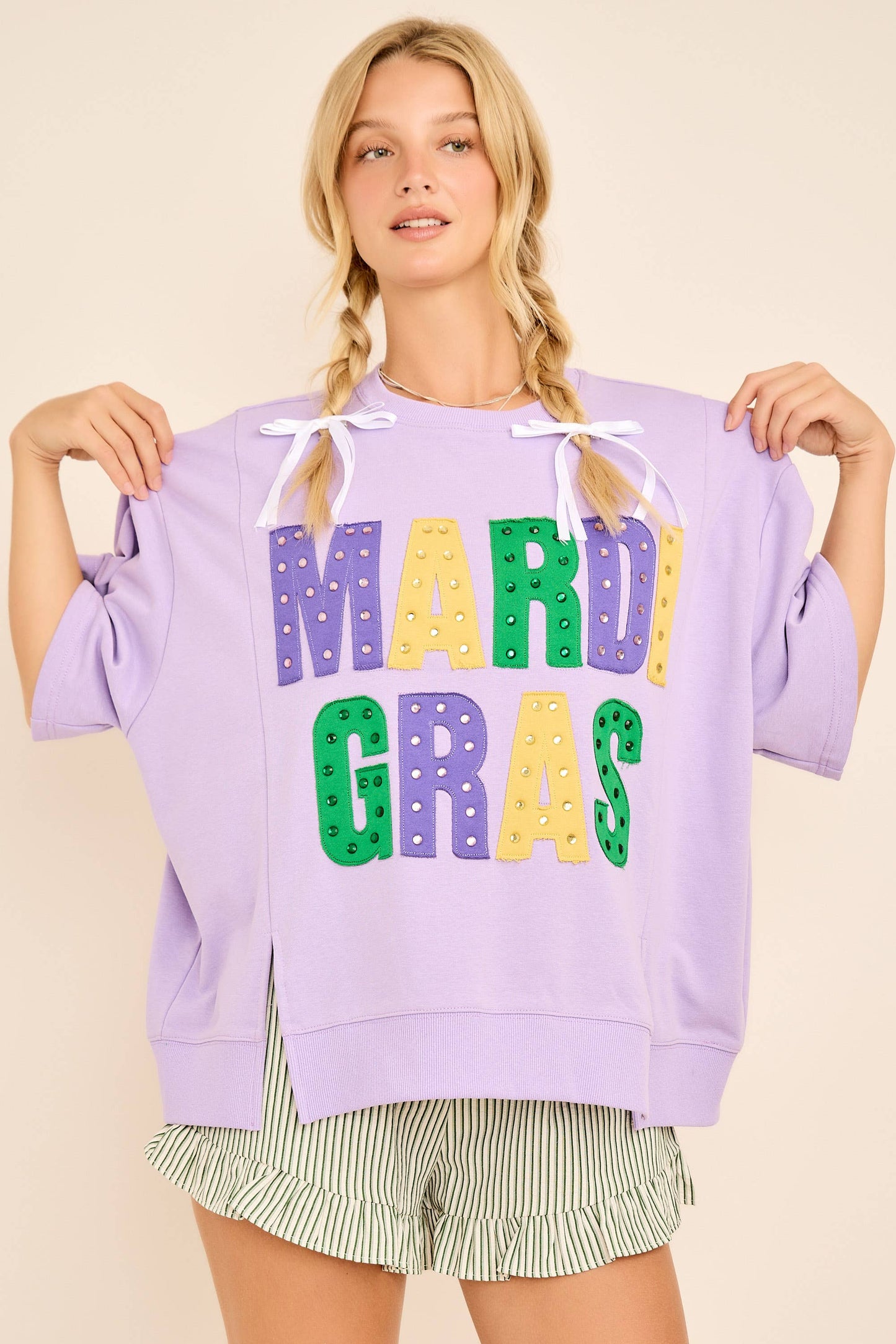 Mardi Gras Studded Oversized Tee