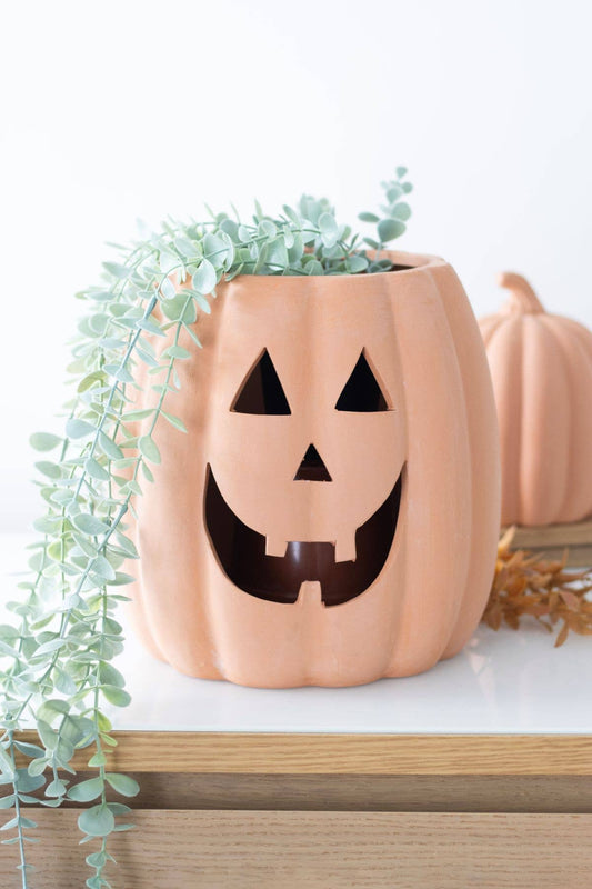 Terracotta Cut Out Halloween Pumpkin | 10"