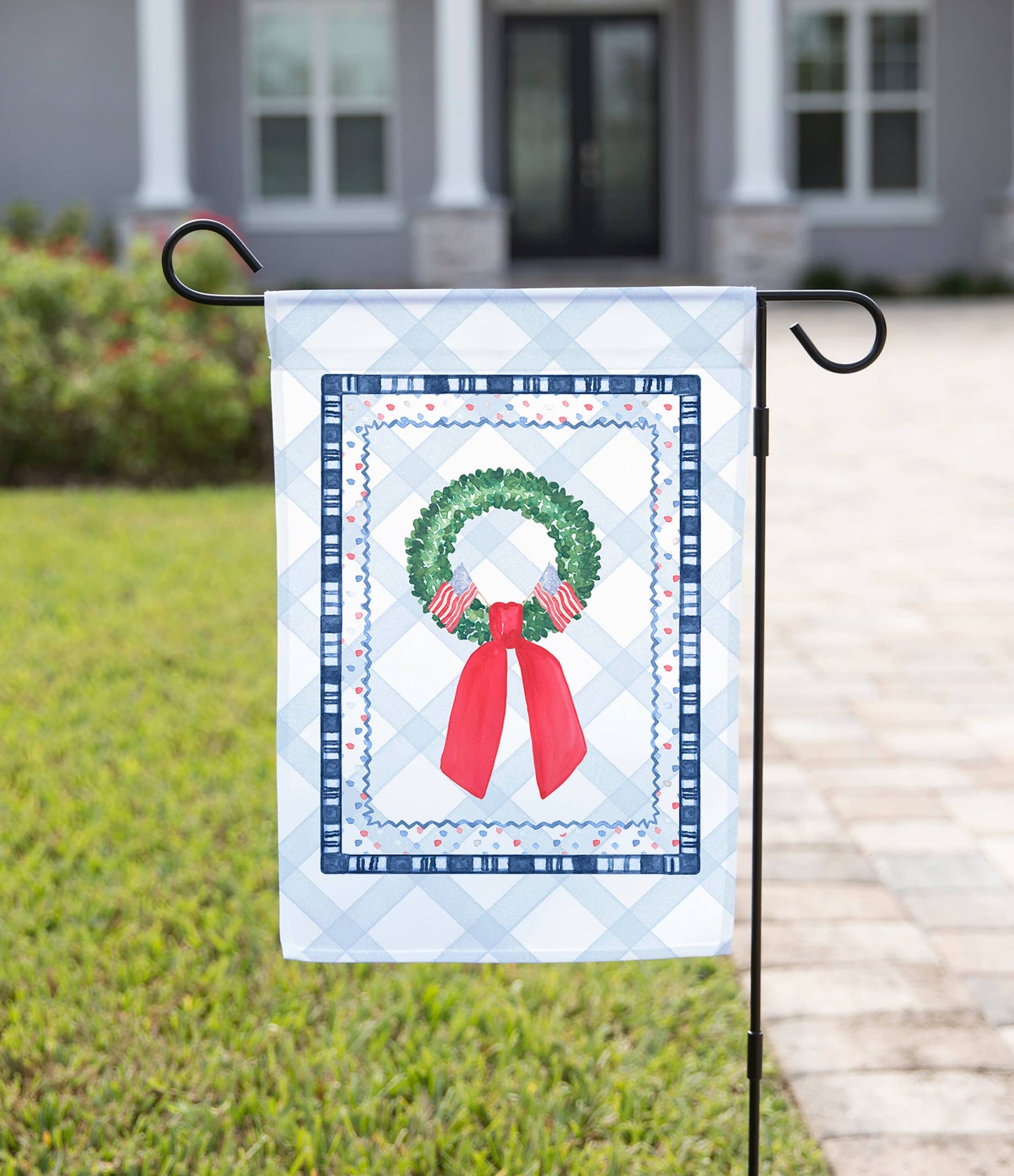 Patriotic USA Wreath  Garden Flag