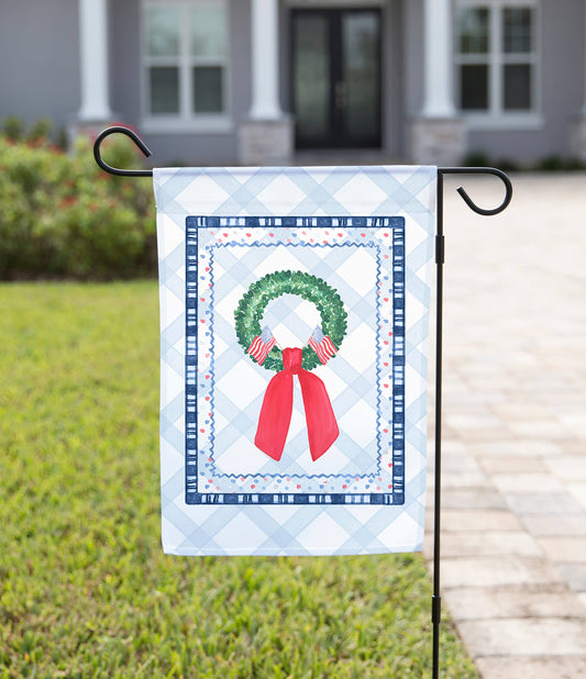 Patriotic USA Wreath  Garden Flag