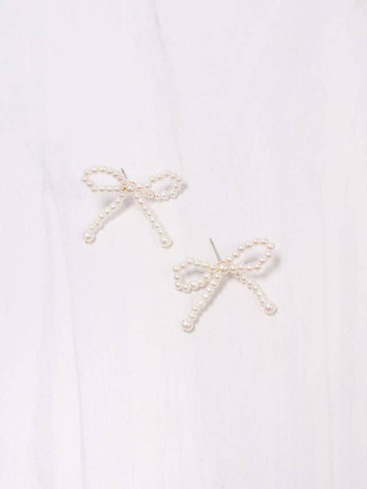 Phelps Pearl Bow Earring | Cream