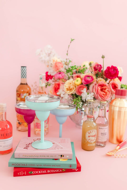 Margarita/Martini Glass with Lid | Light Pink