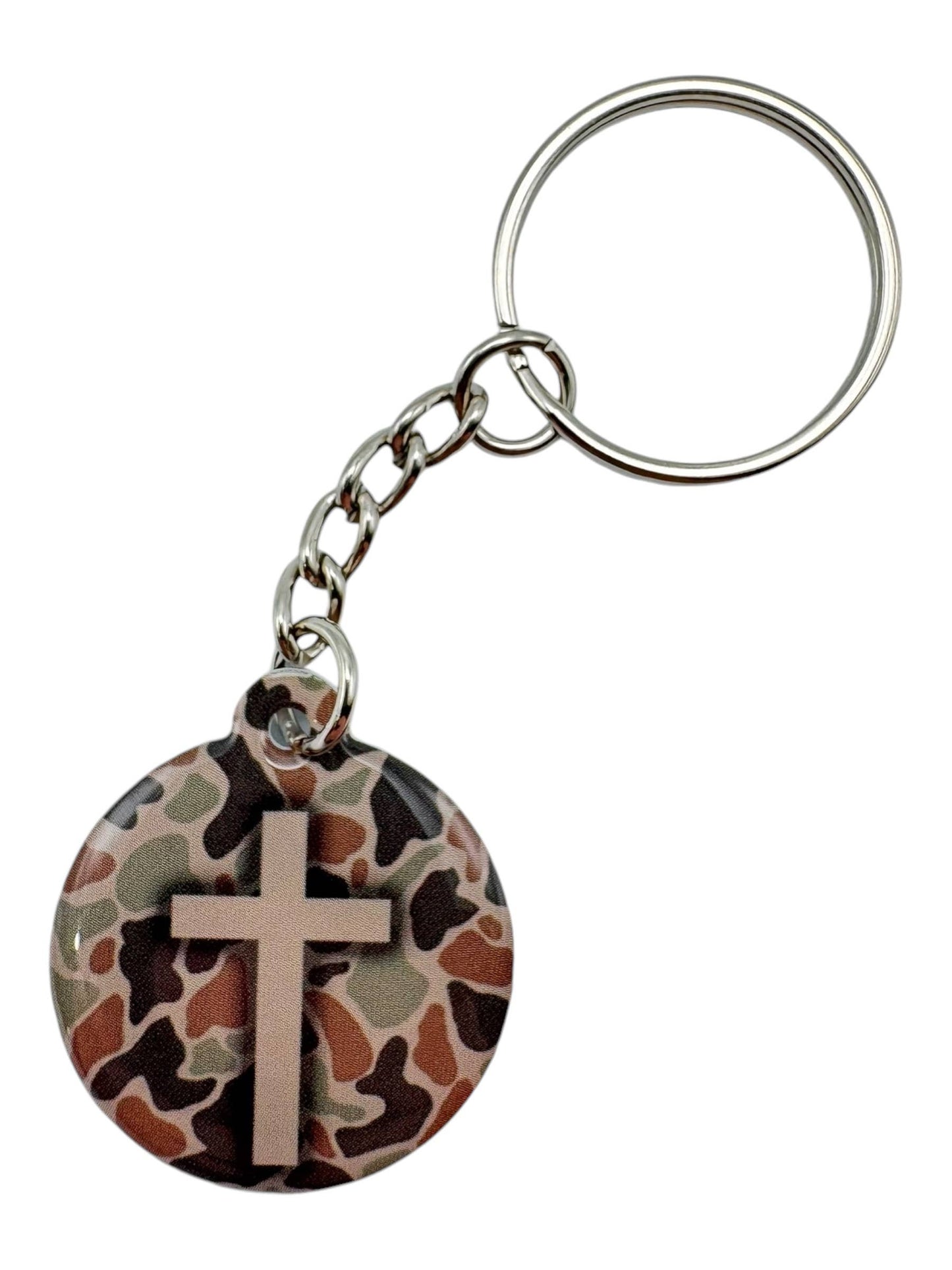 Versible Tap To Pray™ Keychain | River Rock Camo/Cross