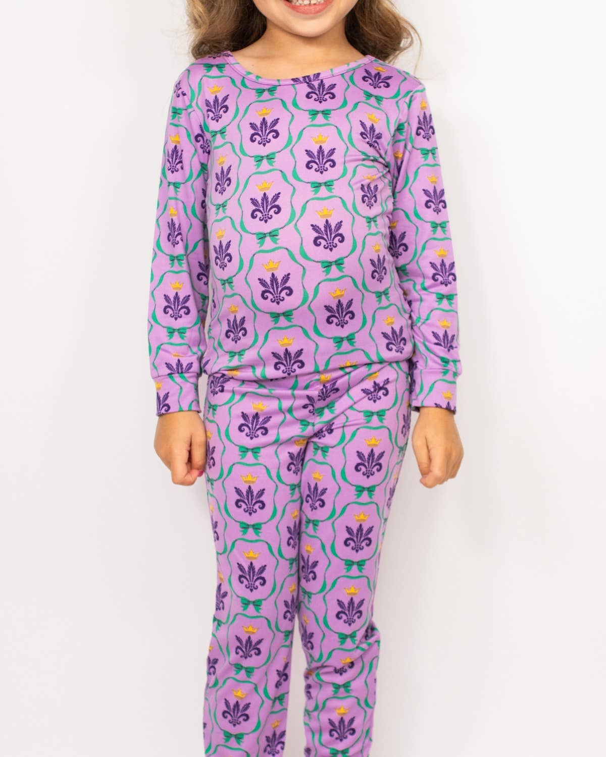 Kid's Mardi Bow Long Sleeve Pajamas   Light Purple/Multi   Set of 2   -Asst.: 2T