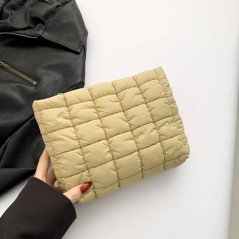 Quilted Puffy Cosmetic Clutch Pouch
 | Black