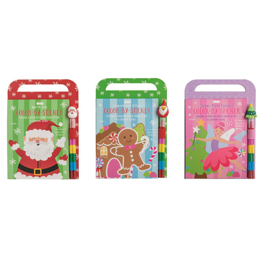 Christmas Color-By-Sticker Book Set