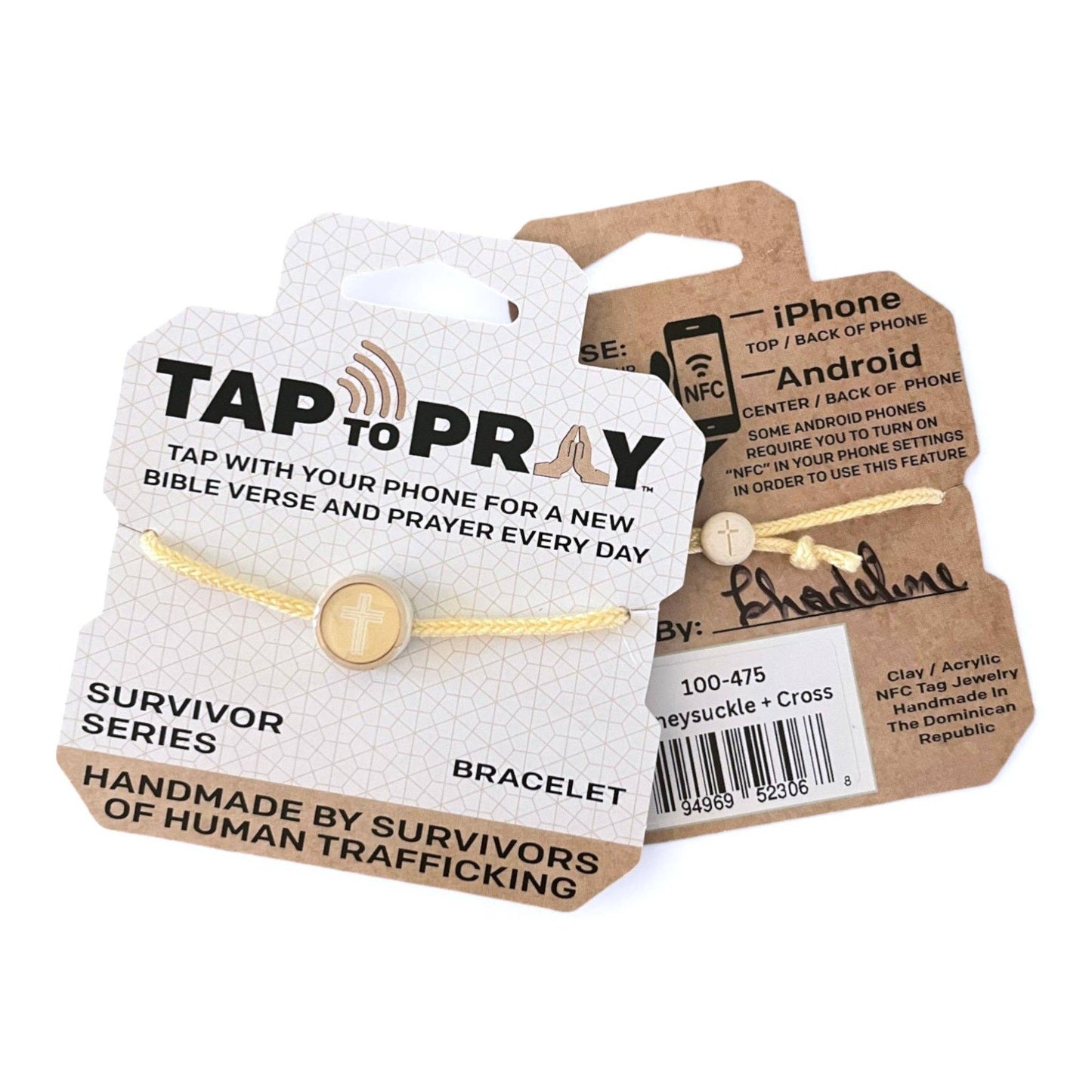 Tap To Pray® Bracelet | Sea Foam + Cross