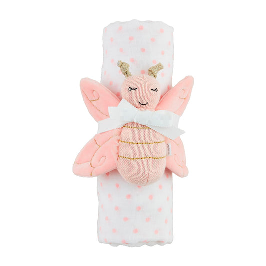 Butterfly Swaddle & Rattle Set
