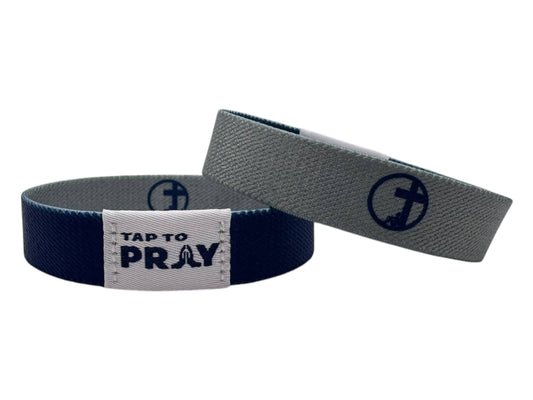 Versible Tap To Pray™ Wristband | Navy & Grey: L