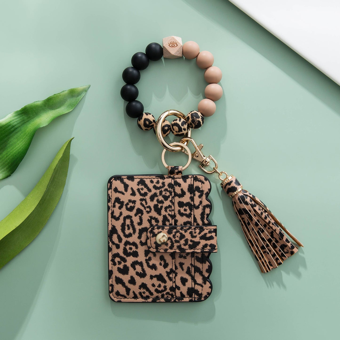 Silicone Wristlet Wallet Keychain | Leopard