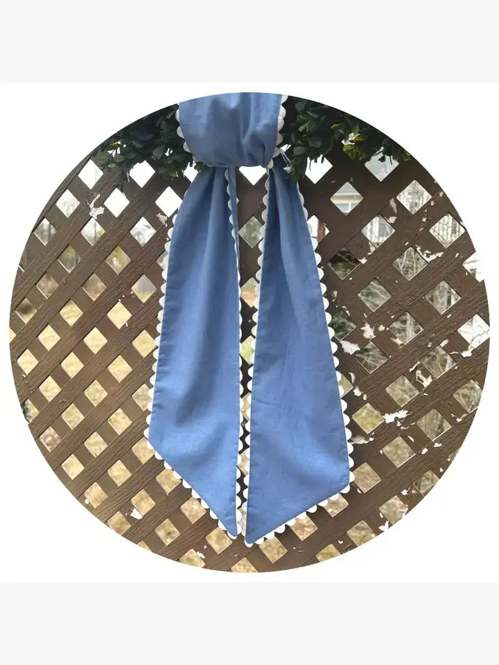 Periwinkle Linen Sash with White Trim