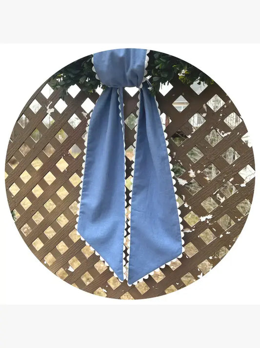 Periwinkle Linen Sash with White Trim