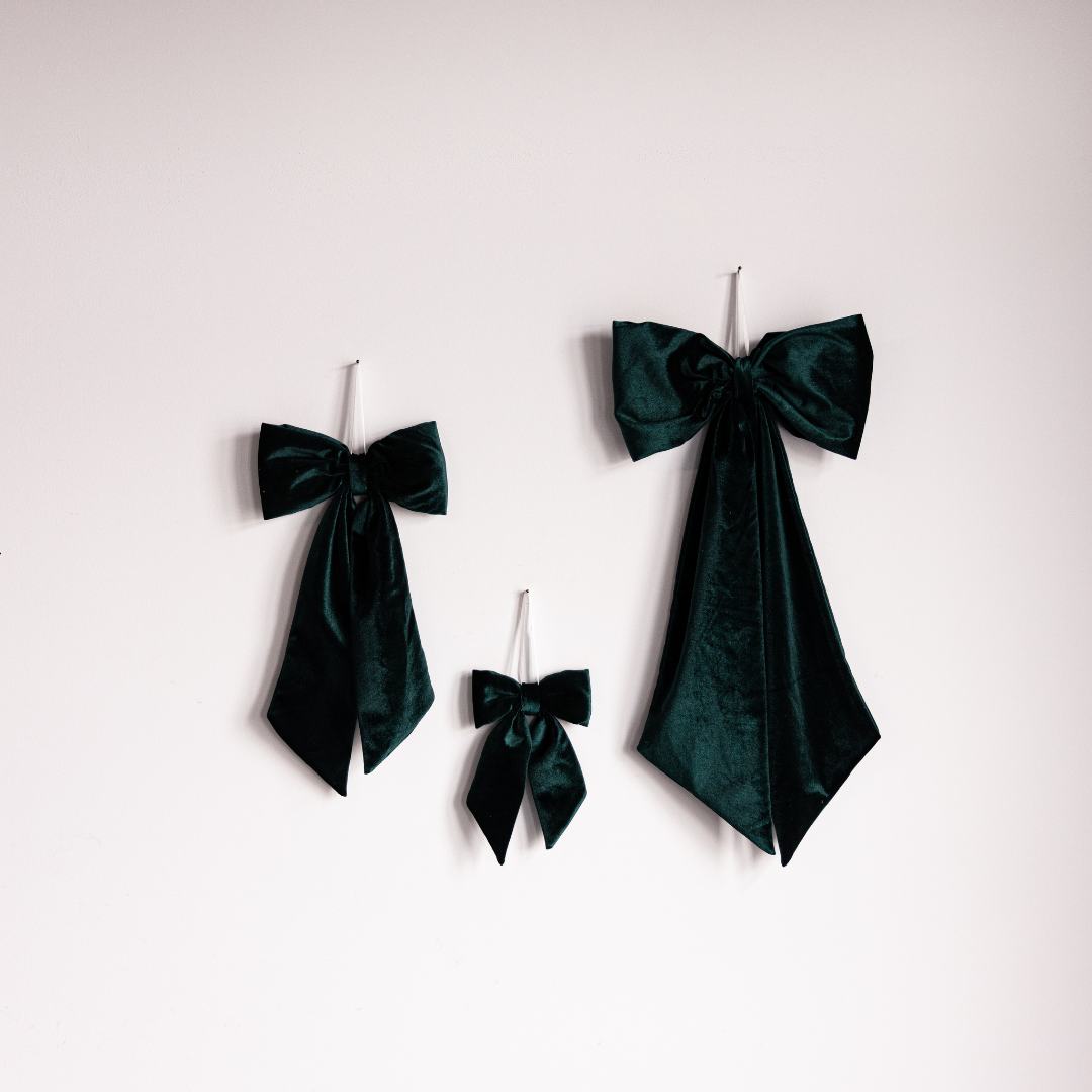 Emerald Green Velvet Fabric Bow | Large