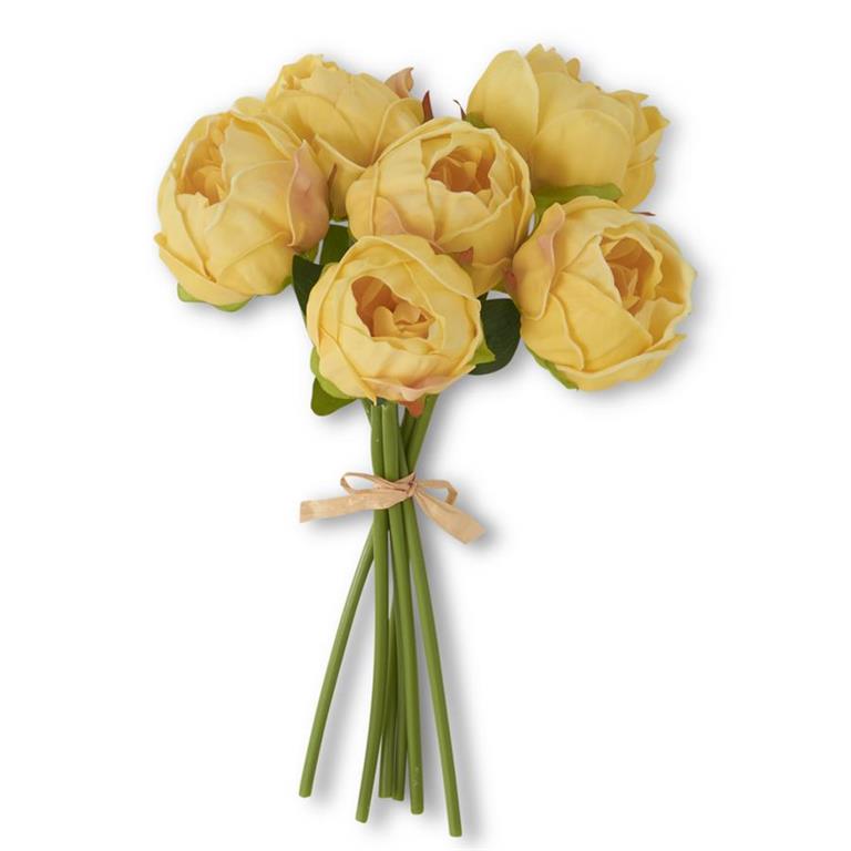 Yellow Real Touch Peony Bundle | 12"