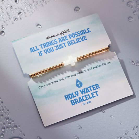 Holy Water Cross Bracelet | Yellow Gold