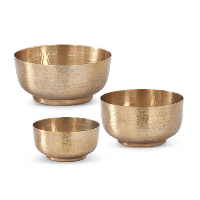 Textured Antique Gold Footed Bowls