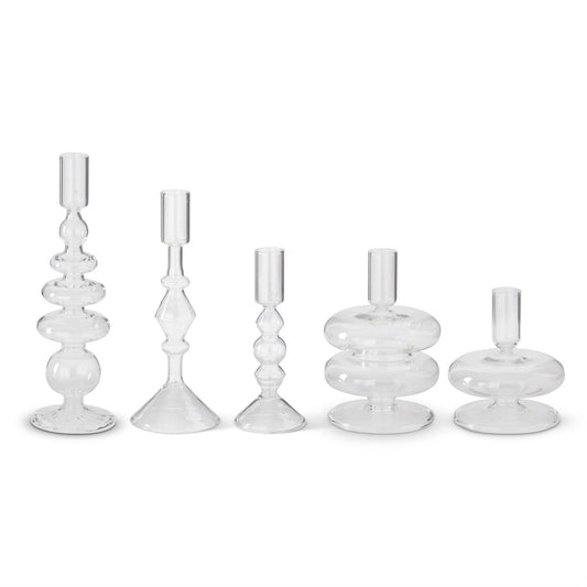 Handmade Clear Glass Modern Taper Holder