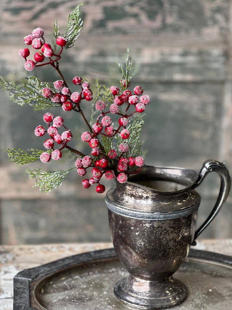 Red Icy Berry and Cedar Pick | 18"