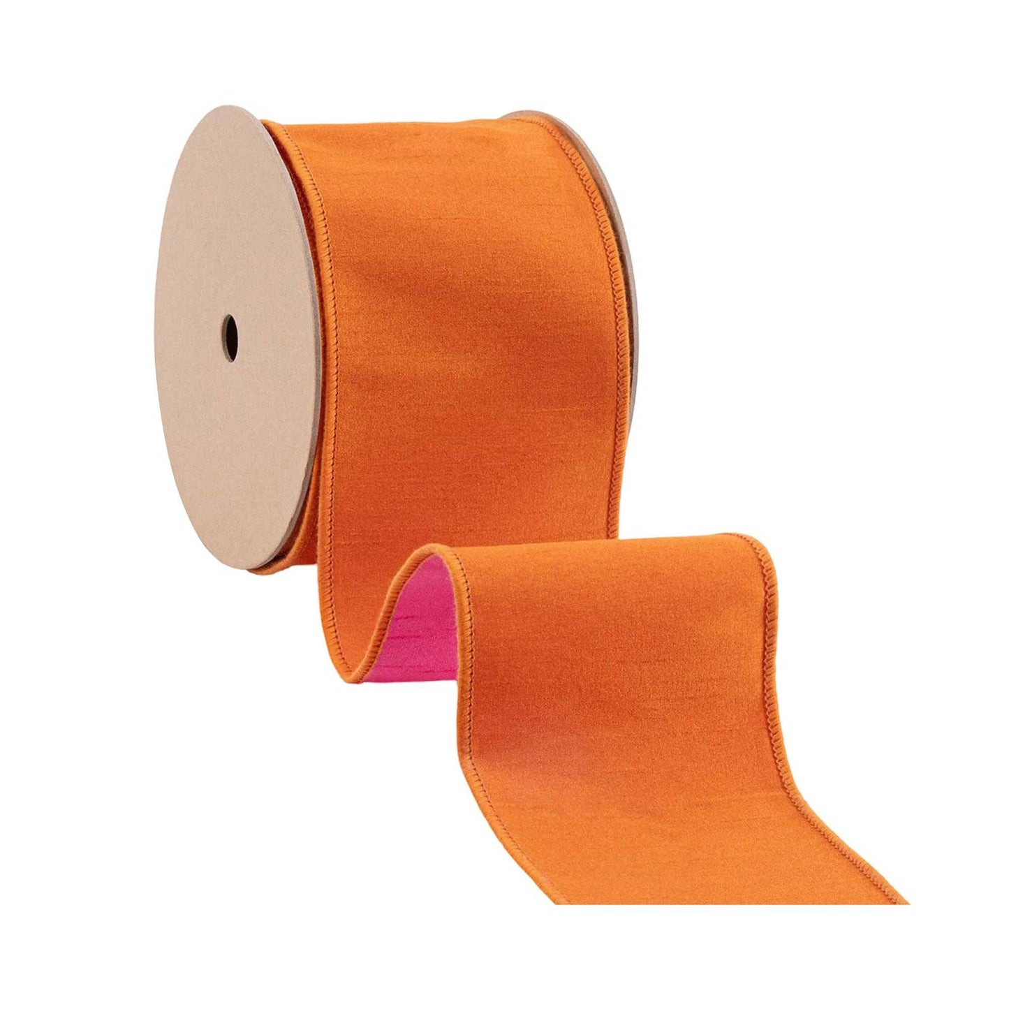 4" Wired Double-fused Ribbon | Orange/Hot Pink