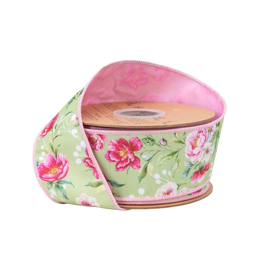 2.5" Wired Ribbon | Rose Blooms