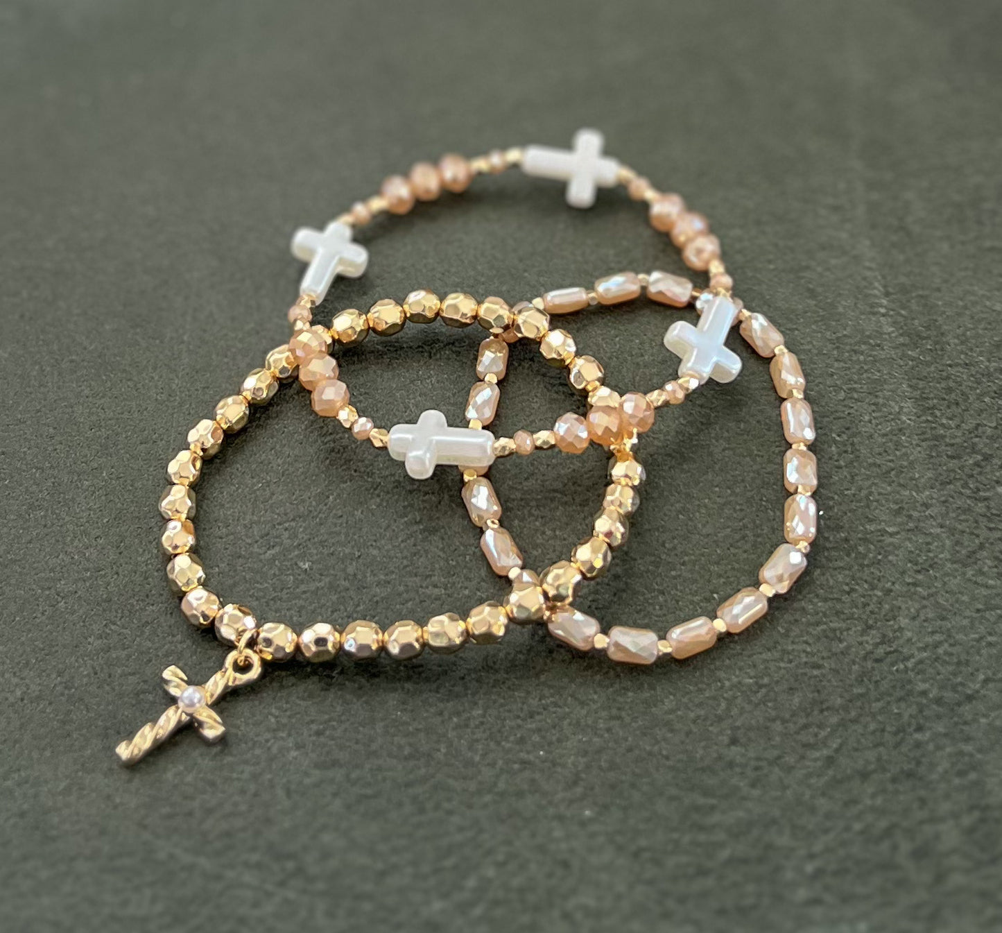 3 Row Beaded Bracelets | Gold/Topaz