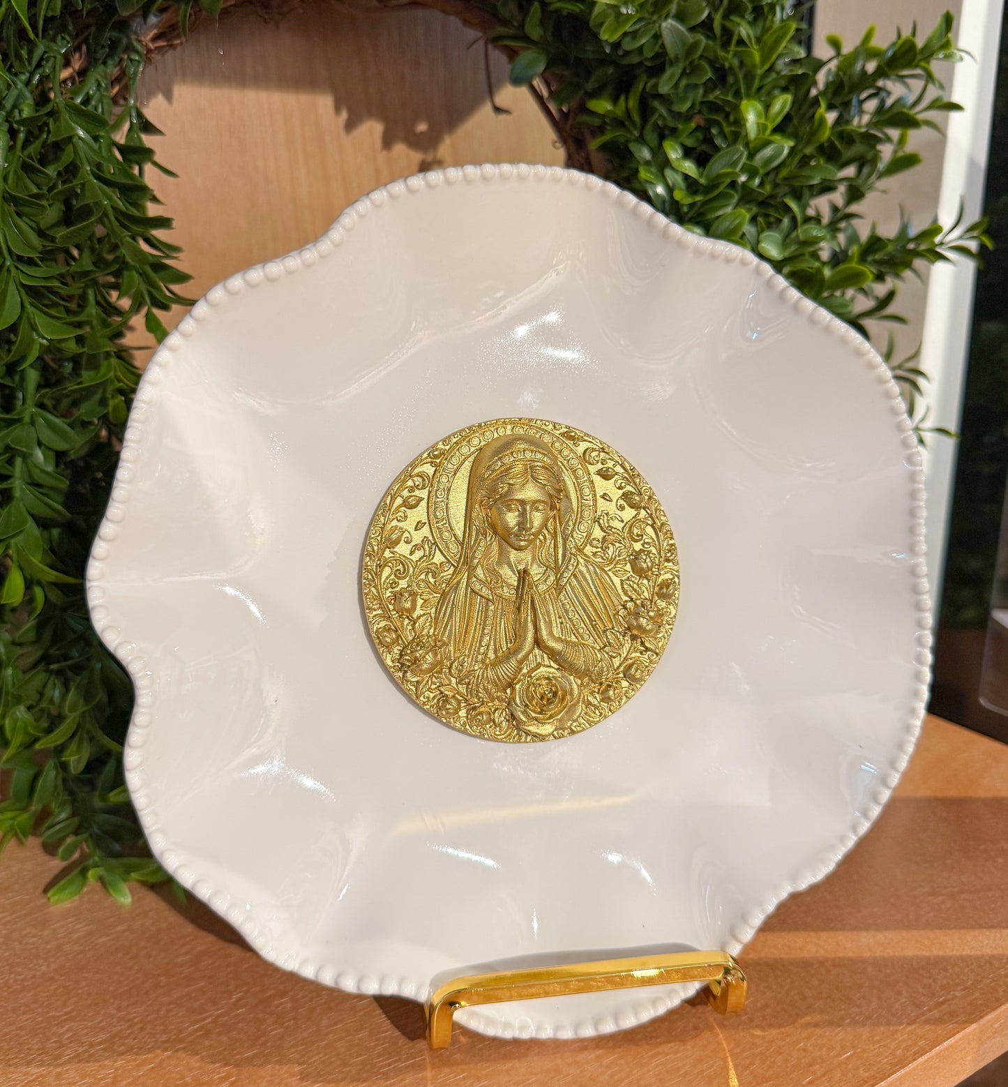 Mother Mary Intaglio Scalloped Plate