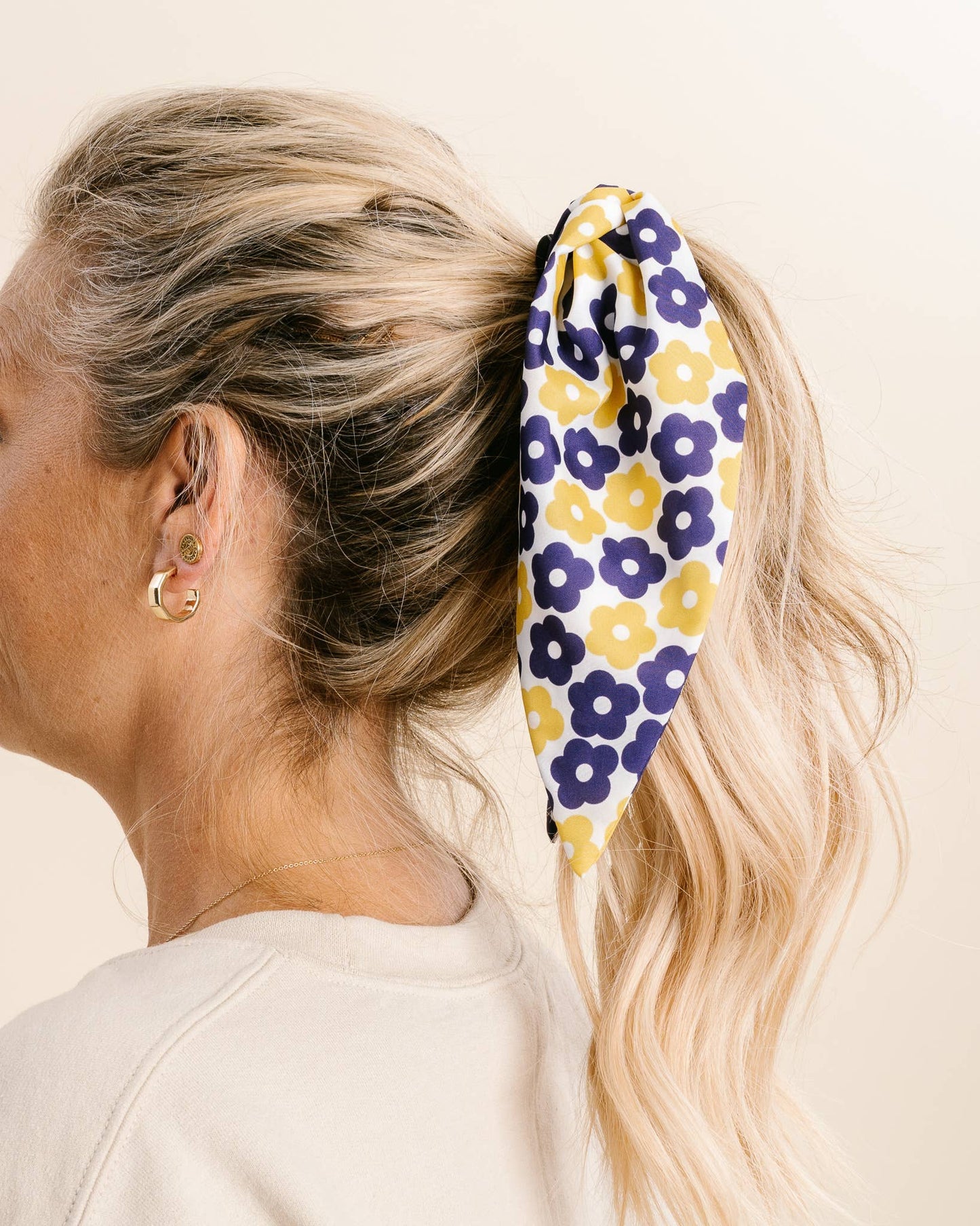 Floral Hair Scarf | Purple + Yellow