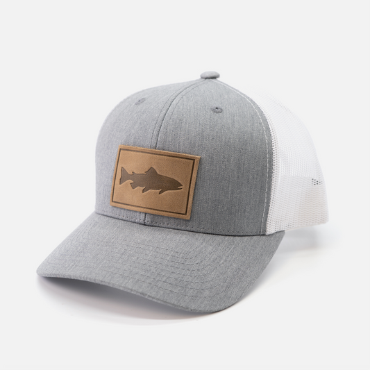 Leather Patch Trout Hat | Heather Gray/White