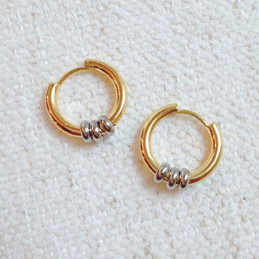 Ringed Up Two-Toned Huggie Hoop Earrings