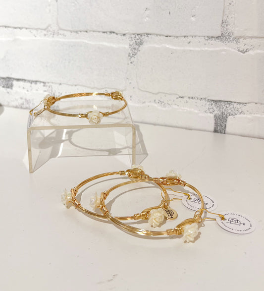 The Mini Rose Bangle Bracelet | White