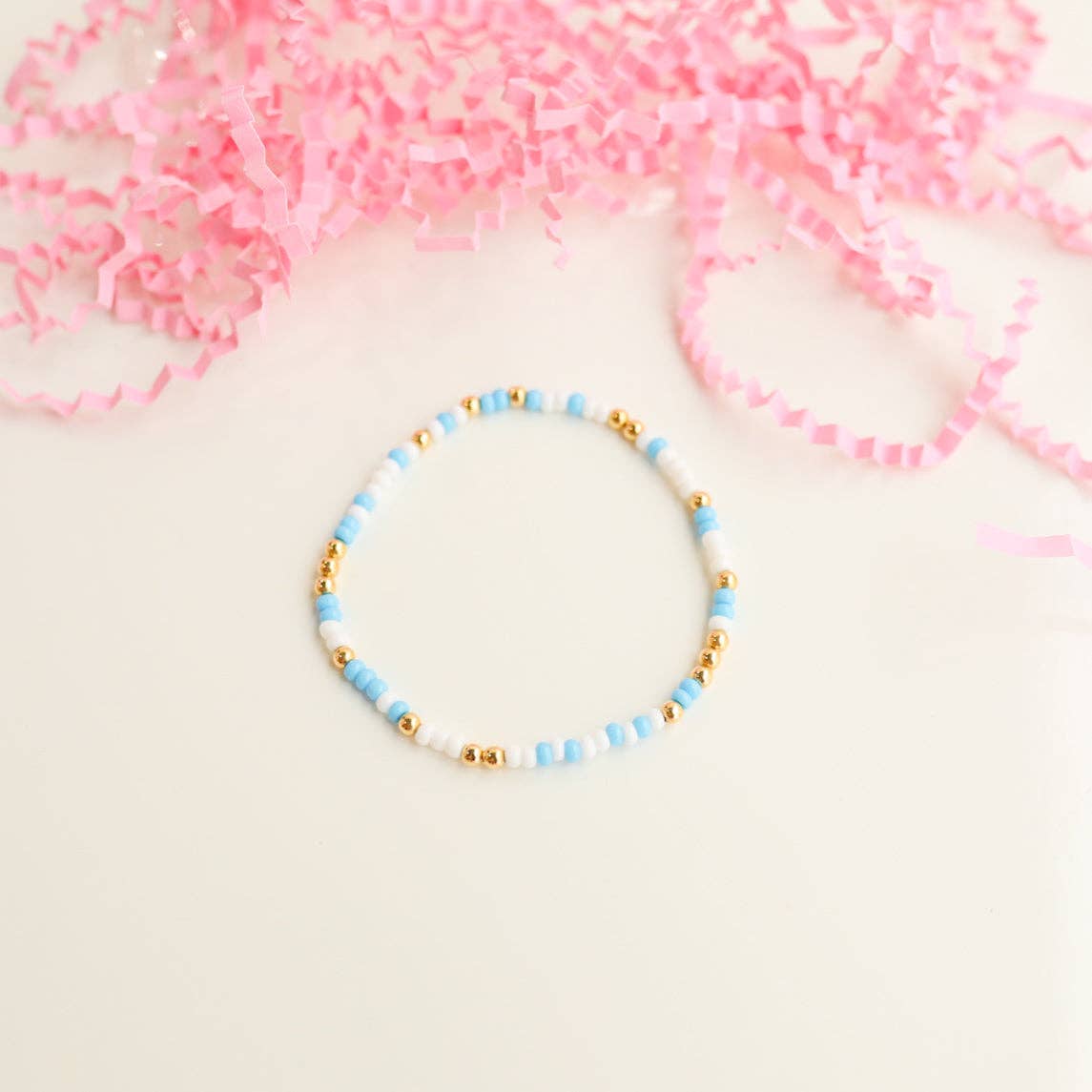 Blue and White Sprinkle Bracelet | Standard 6.75”