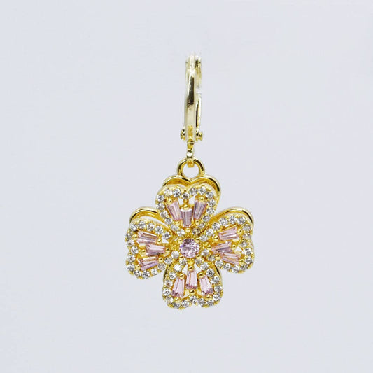Pink Crystal Clover Spinner Charm
