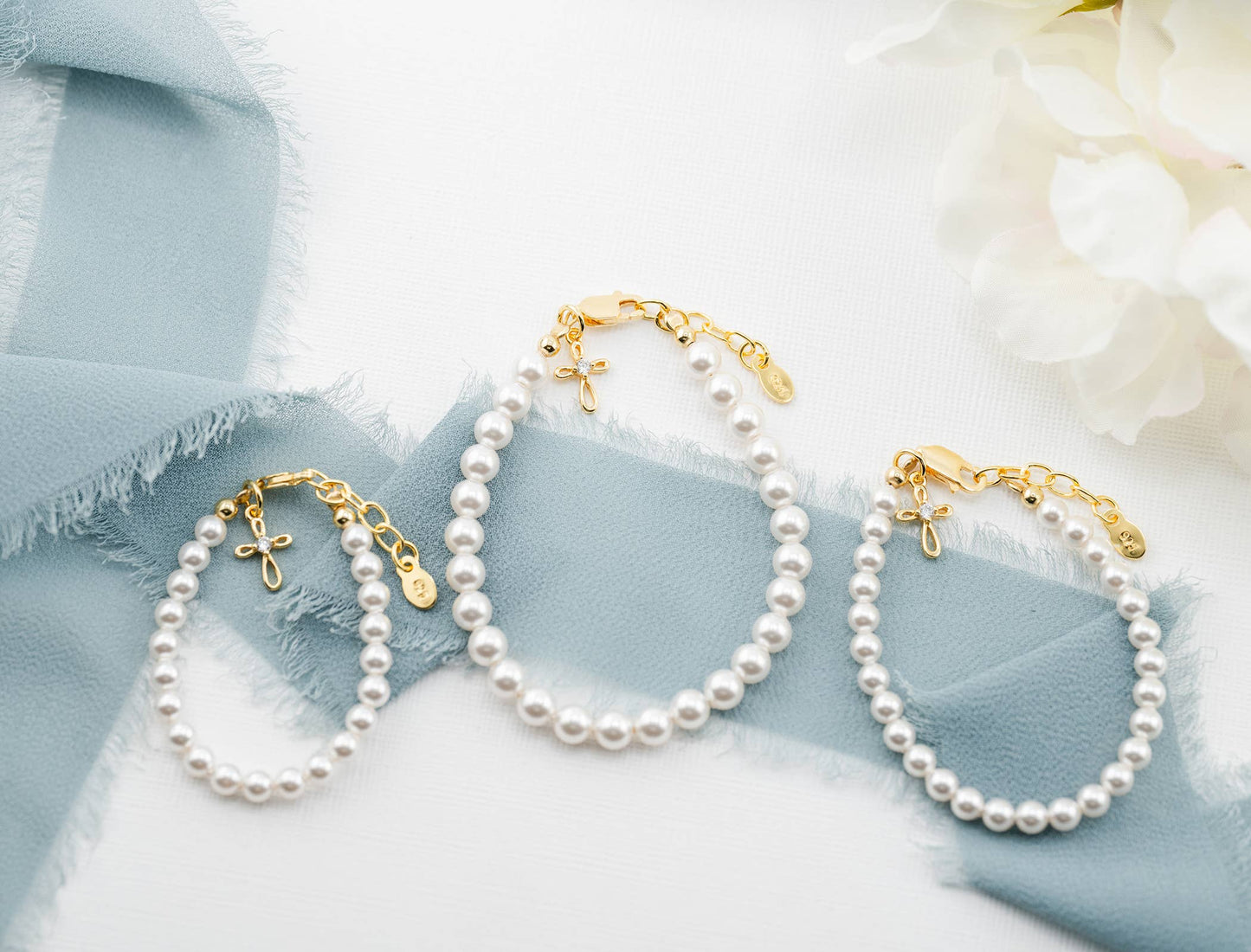 Kids Pearl Cross Bracelet | 1-5 Years
