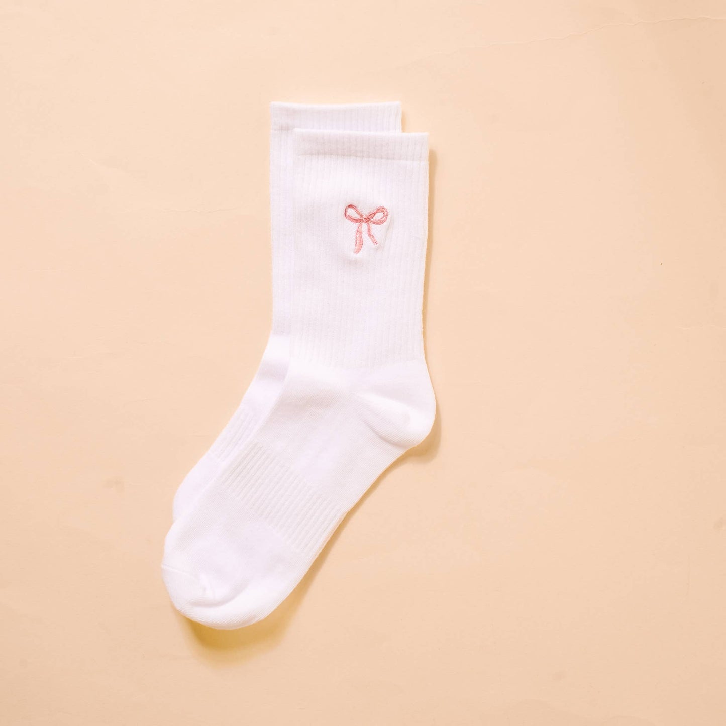 Embroidered Crew Socks | Pink Bow