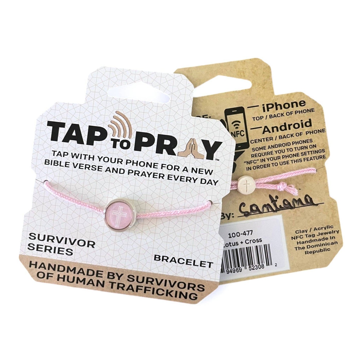 Tap To Pray® Bracelet | Sea Foam + Cross